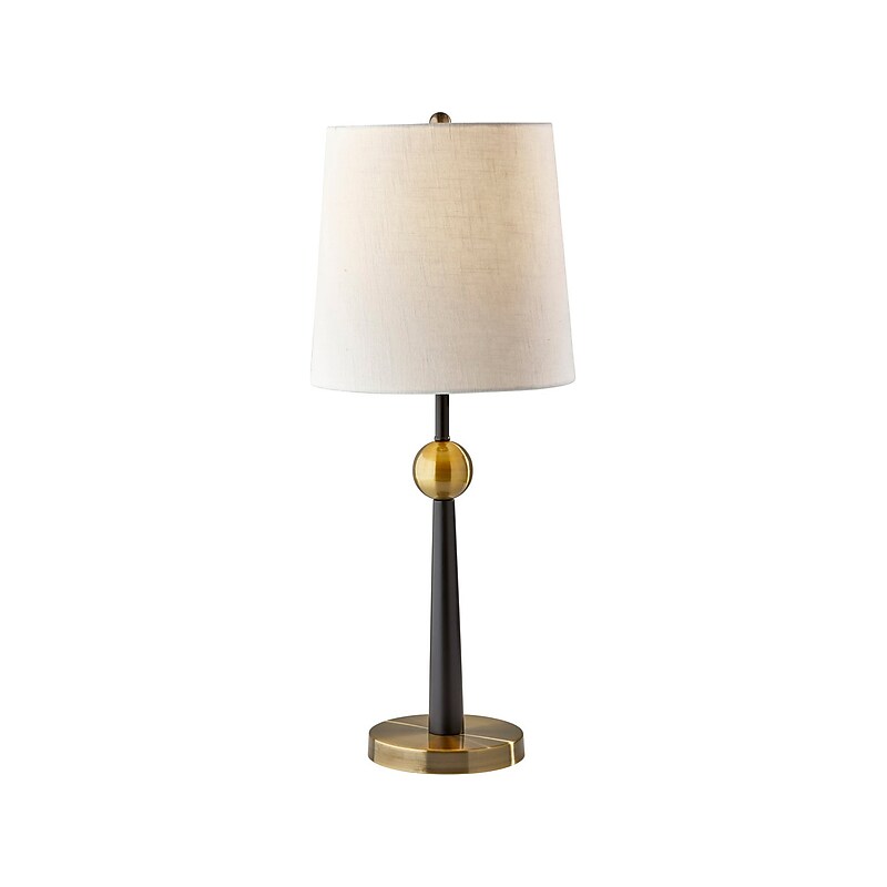 Adesso Francis Incandescent Table Lamp, Antique Brass/White (1574-01) image 1