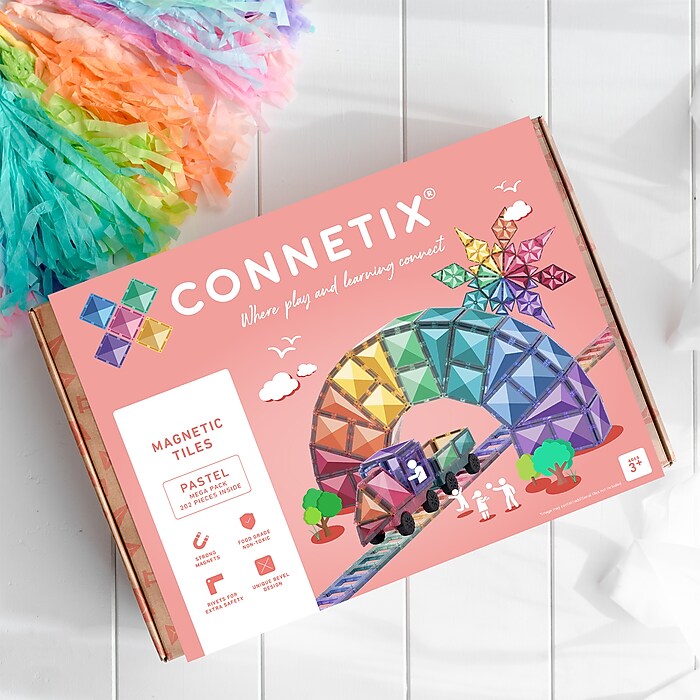 Connetix Magnetic Tiles Pastel Mega Pack, 202 Pieces (CNTP00202ME