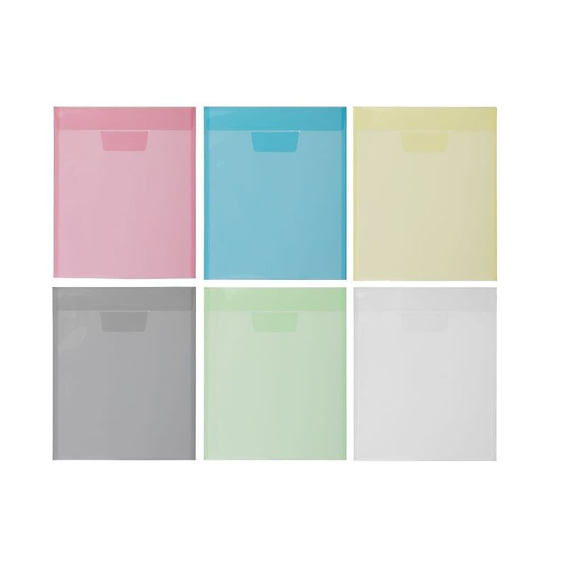 JAM PAPER Plastic Envelopes with Tuck Flap Closure, Letter Open End, 9 7/8 x 11 3/4, Assorted Colors, 6/Pack (15438683) image 1