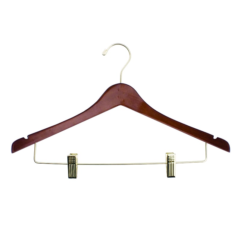 Nahanco 17" Wood Ladies' Concave Suit Hanger, Walnut, 100/Box (70-17RC) image 1