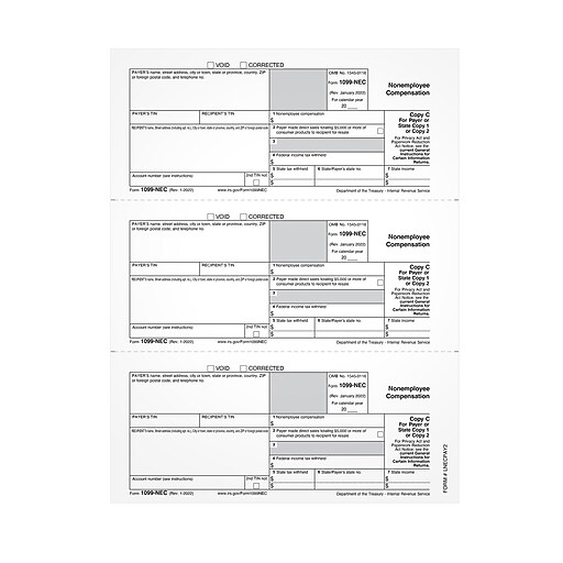 Adams 2024 1099NEC Copy 1 or 2 Laser/Inkjet Tax Forms, 50 Sheets/Pack