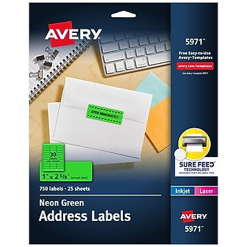 Avery Sure Feed Laser Address Labels, 1