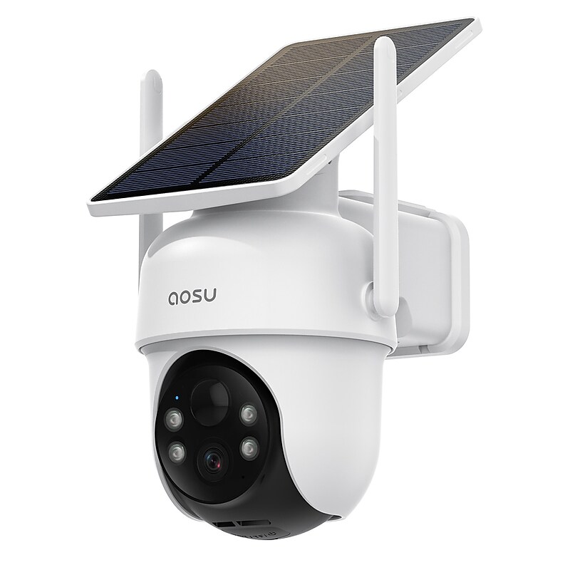 aosu 2K QHD 3.0-MP Outdoor Wireless AI-Smart Solar Security Camera, White (C9C2CA11) image 1