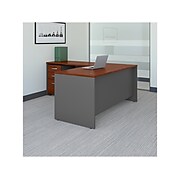 Bush Business Furniture Series C 66"W L-Shaped Desk with 48"W Return and Mobile File Cabinet, Hansen Cherry/Graphite Gray