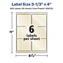 Avery Pearlized Ivory Rectangle Multipurpose Labels, 3-1/3" x 4", Ivory, 300/Box (94215)~#|#~C012AB22-D6CD-4CCB-B413FD7C84D08F3C_sc7