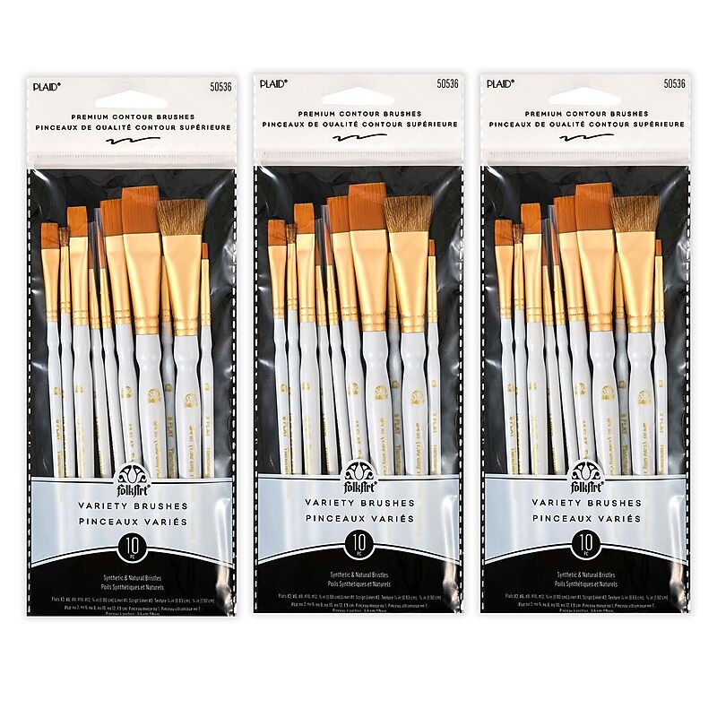FolkArt Artist Taklon Variety Brush, 10/Pack, 3 Packs/Bundle (FLK50536-3) image 1