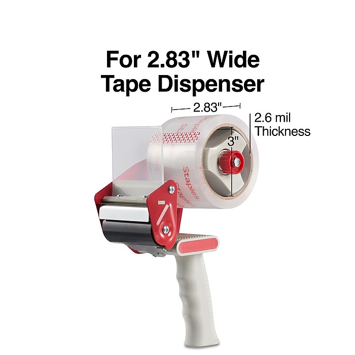 Staples Extra‑Wide Packing Tape with Dispenser, 2.83” x 54.6 Yards