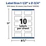 Avery Laser/Inkjet Rectangle Multipurpose Labels, 1.5" x 2.75", White, 500 Labels/Box (94230)~#|#~C02ED17A-D486-4441-8FC51E6D3CDD549A_sc7
