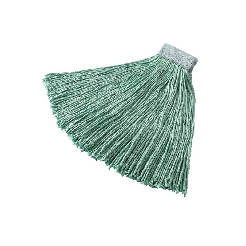 Rubbermaid Cut-End Wet Mop Heads, 24 oz, Green, 5" White Headband (RCPF13700GR00) image 1