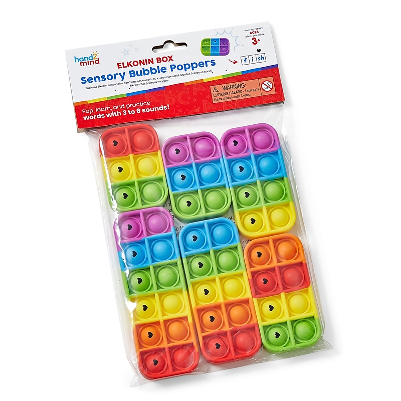 hand2mind Elkonin Box Sensory Bubble Poppers, Multicolored (96992) image 1