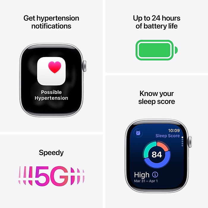 Apple Watch Series 11 GPS + Cellular Smartwatch, 46mm, Jet Black