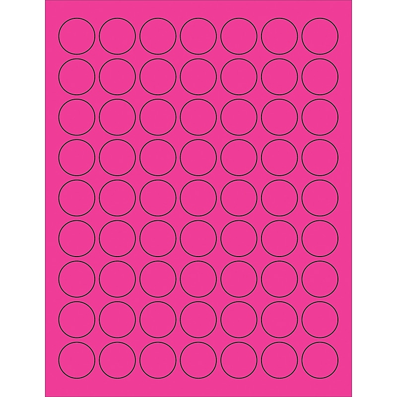 Tape Logic Laser/Inkjet Address Labels, 1" Dia., Fluorescent Pink, 6300/Carton (LL191PK) image 1