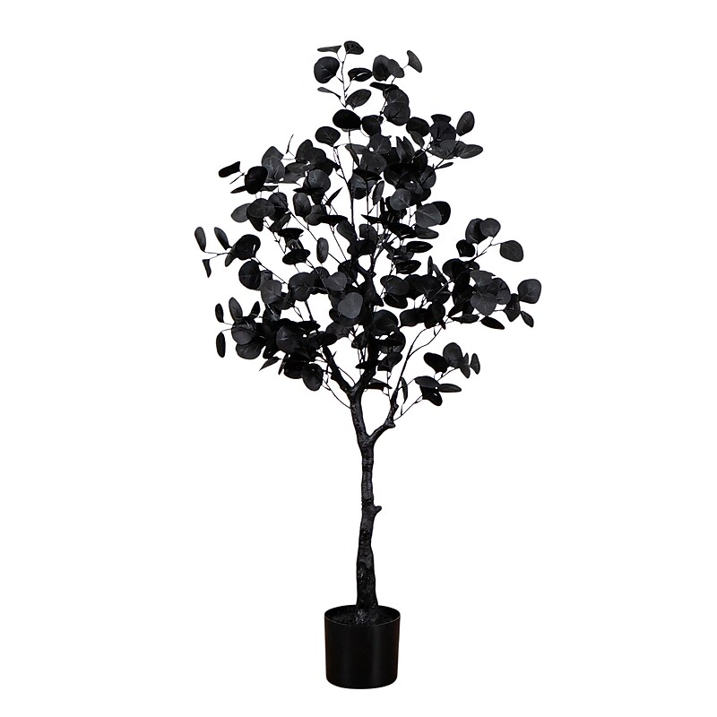 Nearly Natural Artificial Halloween Black Eucalyptus Tree, 4' (T5149) image 1