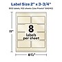 Avery Pearlized Ivory Rectangle Multipurpose Labels, 2" x 3.75", Ivory, 800/Box (94240)~#|#~C05D1F5A-505F-4D81-83A85C70292A1815_sc7