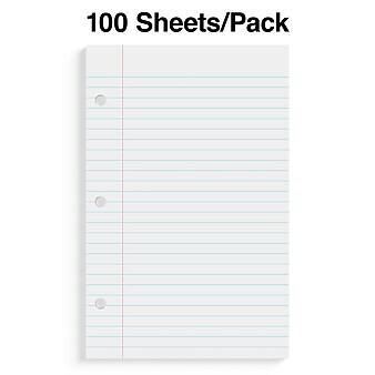 Staples® College Ruled Filler Paper, 5.5" x 8.5", White, 100 Sheets/Pack (ST12301D)
