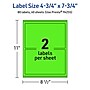 Avery Rectangle Multipurpose Labels, 4.75" x 7.75", Neon Green, 80/Pack (94255)~#|#~C069DE10-052B-4D76-A461200677D0DB35_sc7