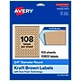 Avery Round Laser/Inkjet Multipurpose Labels, Kraft Brown, 108 Labels/Sheet, 100 Sheets/Pack (19479311158)~#|#~C06C1485-3BD8-41B6-B62B96F48FC7EC1D_sc7