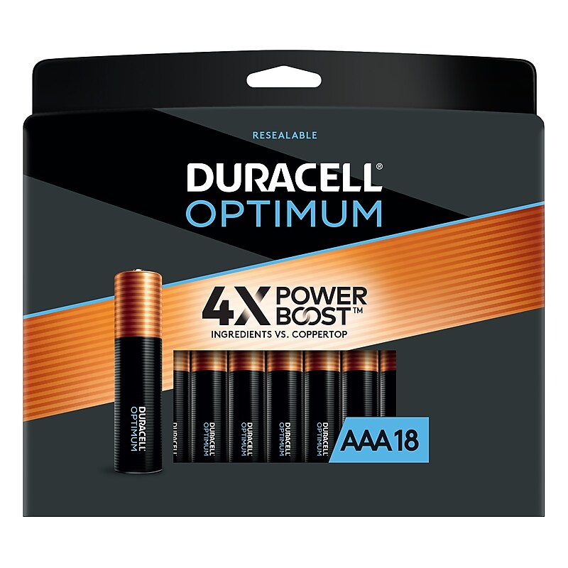 Duracell Optimum AAA Alkaline Battery, 18/Pack (OPT2400B18PRT) image 1