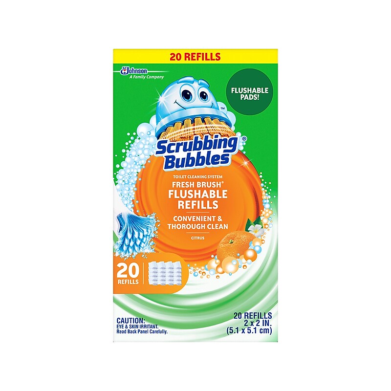 Scrubbing bubbles Fresh Brush Toilet Cleaning System Refill, Citrus Scent, 20/Pack (301802) image 1