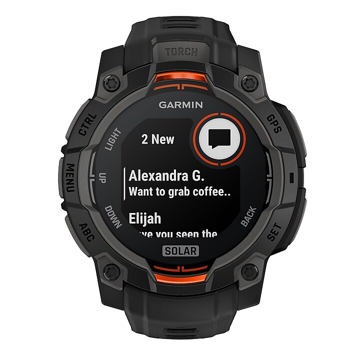 Garmin Instinct 3 Solar GPS Smartwatch, Black, 45mm (GRM0293400