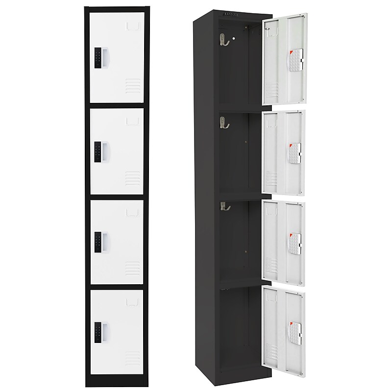 AdirOffice 72"H 4-Tier Black/White Storage Locker (ADI629-204-B-W-DL) image 1