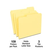 Staples Reinforced File Folder, 1/3 Cut, Letter Size, Yellow, 100/Box (TR508903)