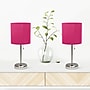 Creekwood Home Oslo Duo 19.5" LED Table Lamp with USB Port, Brushed Steel/Pink Shade, 2/Set (CWT-2012-PN-2PK)~#|#~C09ED086-6C89-4727-BEE2B252FA080371_sc7