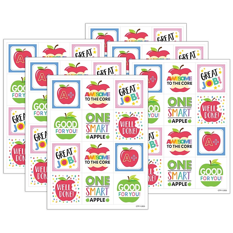 Creative Teaching Press Apple Time Apple Reward Stickers, Multicolored, 60/Pack, 6/Packs/Bundle (CTP11020-6) image 1