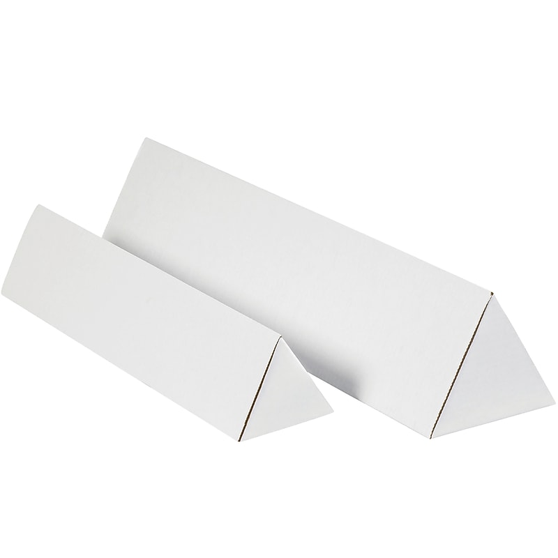 3" x 18 1/4" Corrugated Triangle Mailing Tube, White, 50/Bundle (MTM318) image 1