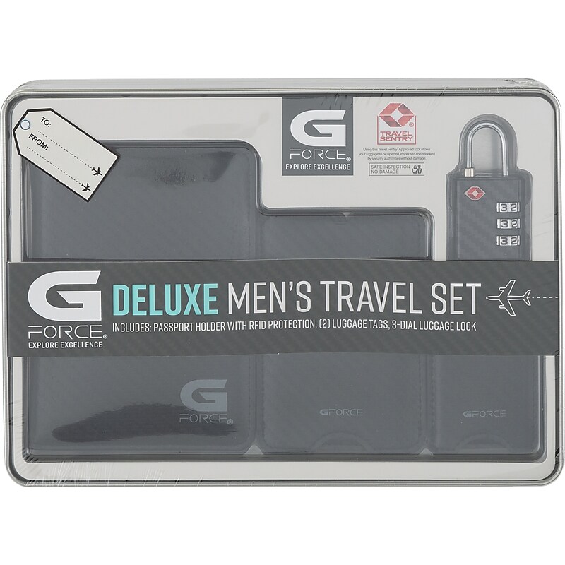 G Force XPLORER RFID Passport Holder, Carbon Black, 4/Set (26719-CARBON) image 1