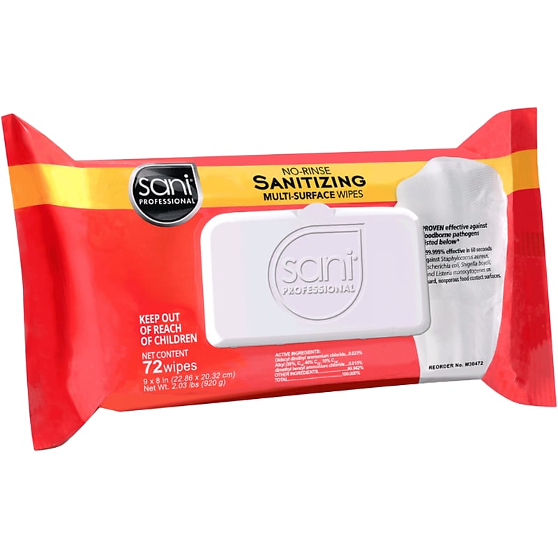 Sani Professional Sanitizing Multi-Surface Wipe, 72/Pack, 12 Packs/Carton (M30472) image 1