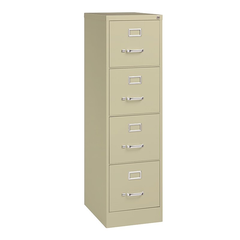 Hirsh Commercial 4-Drawer Vertical File Cabinet, Letter Size, Lockable, 52"H x 15"W x 22"D, Putty (17786) image 1