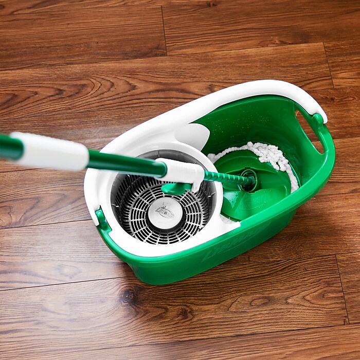 Libman Tornado Microfiber Spin Mop & Bucket, Green/White (1283001