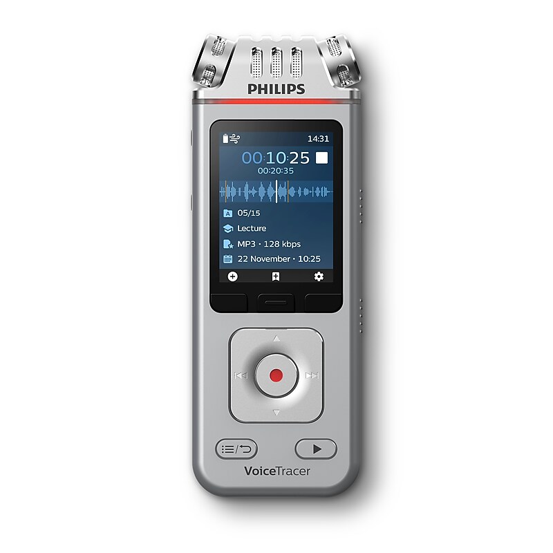 Philips VoiceTracer Digital Stereo Voice Recorder, 8GB, Anthracite/Chrome (DVT4115) image 1