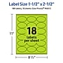 Avery Oval Multipurpose Labels, 1.5" x 2.5", Bright Green, 180/Pack (94051)~#|#~C0CD0847-43D6-44C6-9553CAFFCF551BB7_sc7