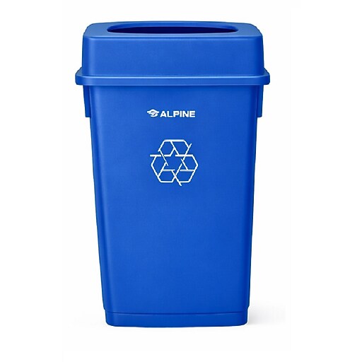Alpine Industries Polypropylene Recycling Bin, 23 Gallon, Blue