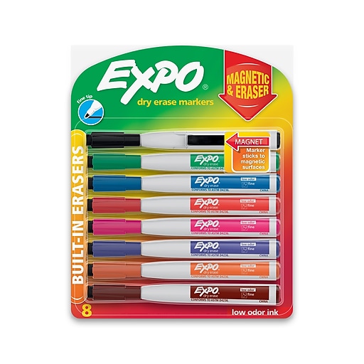 Dry Erase Markers for Whiteboard w/Eraser Caps (8 Pack), Magnetic White  Board Marker Set for Kids, Ultra-Fine Tip, Assorted Colors & Low-Odor, Use  for