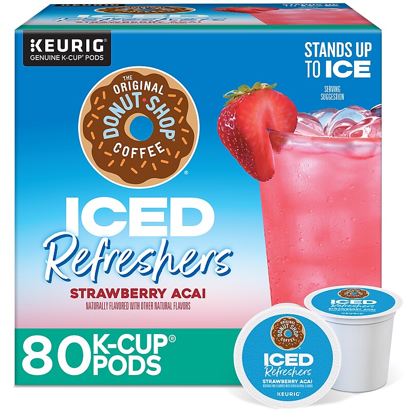 The Original Donut Shop Iced Refreshers Strawberry Acai, Keurig® K-Cup® Pods, 80/Carton (5000379382CT) image 1