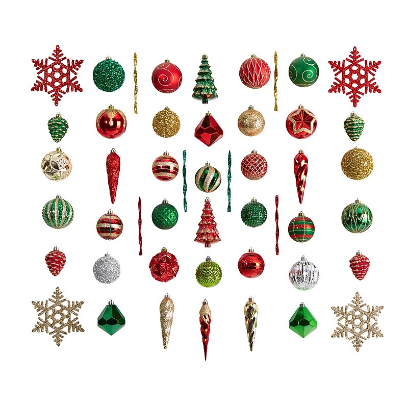 Nearly Natural Holiday Deluxe Shatterproof Christmas Tree Ornament Box Set, 52/Set (D1042) image 1