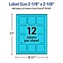 Avery Printable Square Multipurpose Labels, 2-1/8" x 2-1/8", Bright Blue, 480/Pack (94105)~#|#~C0F11FDE-3D8E-4379-99031A9D069EC990_sc7