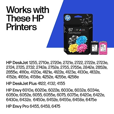 HP 67 Black/Tri-Color Standard Yield Ink Cartridge, 2/Pack (3YP29AN#140) Sansujyuku sansujyuku.com
