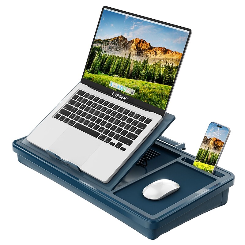 LapGear Ergonomic Pro 21.1" x 12" x 3.1" Lap Desk, Denim Blue (49502) image 1