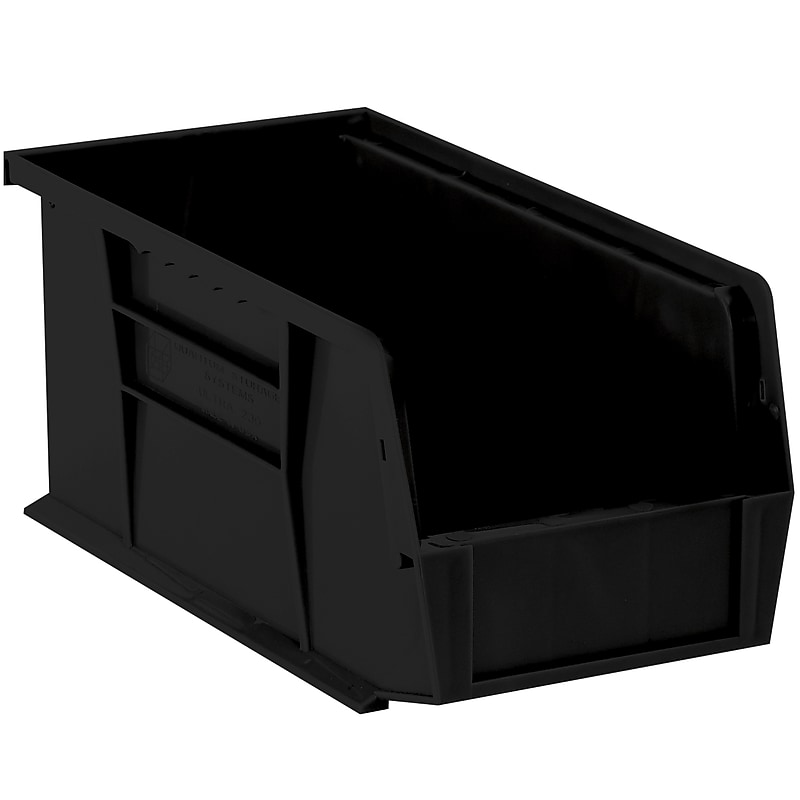 Partners Brand Large Stackable Plastic Storage Bin, 14.75" x 7" x 8.25", Black, 12/Carton (BINP1487K) image 1