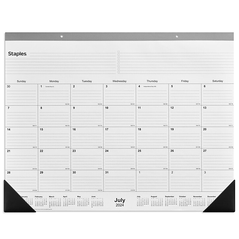 2024-2025 Staples 22" x 17" Academic Monthly Desk Pad Calendar, Gray  (ST59496-23) image 1