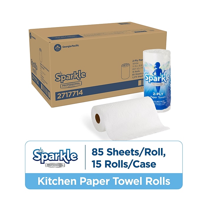 Sparkle Professional Paper Towels, 2-ply, 85 Sheets/Roll, 15 Rolls