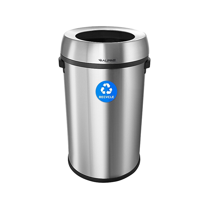 Alpine Industries Stainless Steel Recycling Bin, 17 Gallon, Silver (ALP470-65L-R) image 1