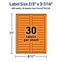 Avery Laser/Inkjet Multipurpose Rectangle Labels, 2/3" x 3-7/16", Bright Orange, 600/Pack (94210)~#|#~C10B8471-1854-4744-BB4732D2FE41411B_sc7
