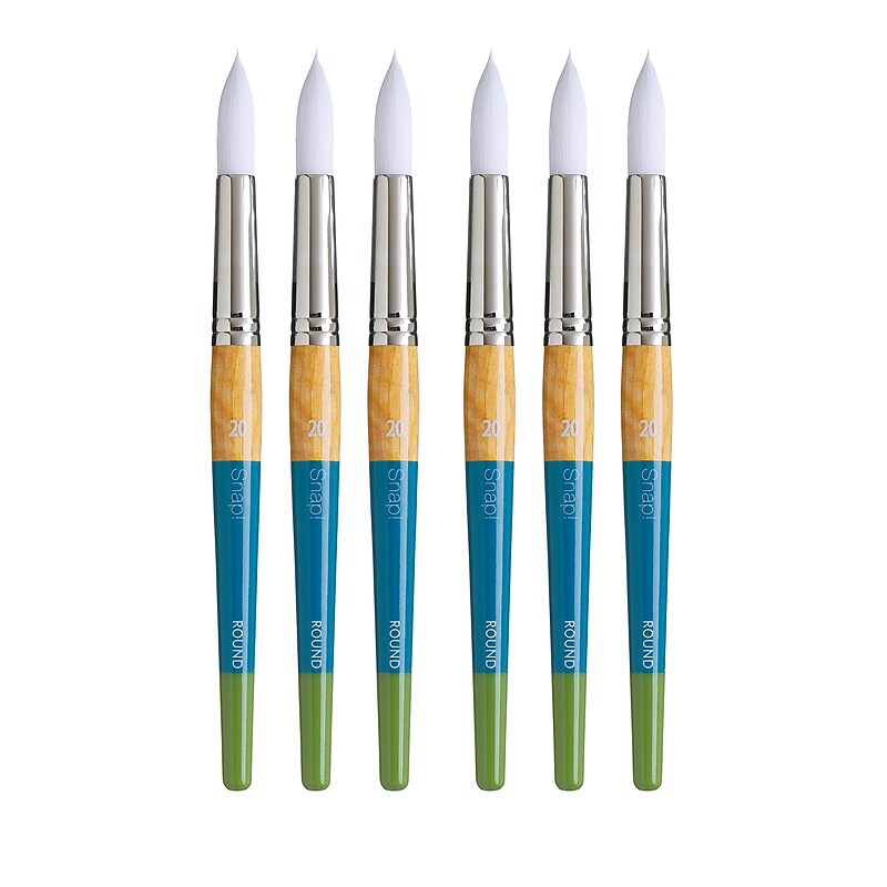 Princeton Snap! Short Handle Mixed Media Synthetic Round Brush, 6/Pack (PBXP9850R20-6) image 1