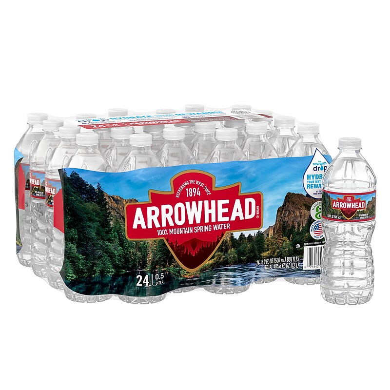 Arrowhead 100% Mountain Spring Water, Regular Flavor, 16.9 oz. Plastic Bottles, 24/Carton (12096567) image 1