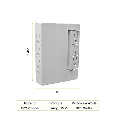 GoGreen Power 6-Outlet Swivel Adapter, 1000 Joules, White (GG-16000TSW) Sansujyuku sansujyuku.com